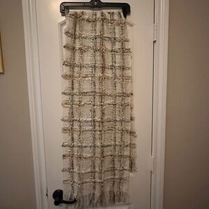 LOFT Textured Plaid Fringed Scarf
